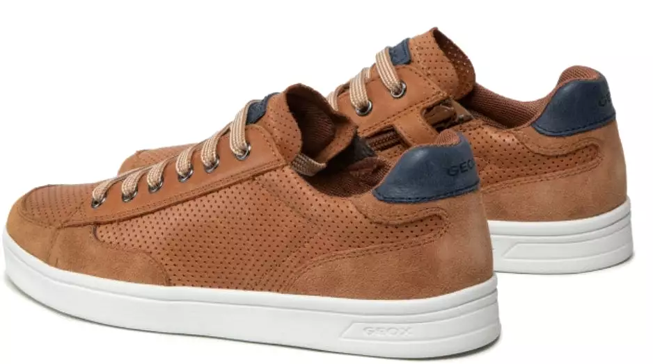 Geox DJ Rock Cognac Navy Lace Design Zipper Sneakers