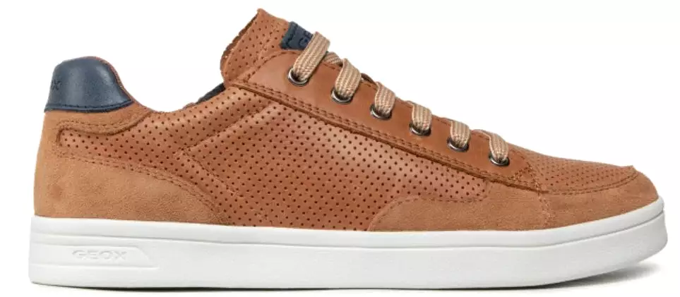 Geox DJ Rock Cognac Navy Lace Design Zipper Sneakers