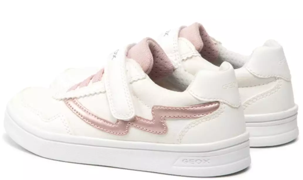 Geox DJ Rock Girls White Rose Velcro Laces Design Sneakers