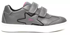 Geox DJ Rock Silver/Black Double Velcro Star Sneakers