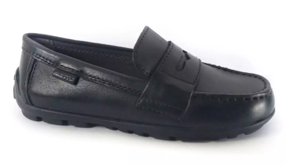 Geox Fast Black Leather Moccasin Loafer