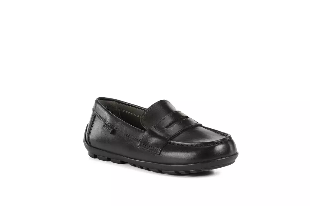 Geox Fast Black Leather Moccasin Loafer