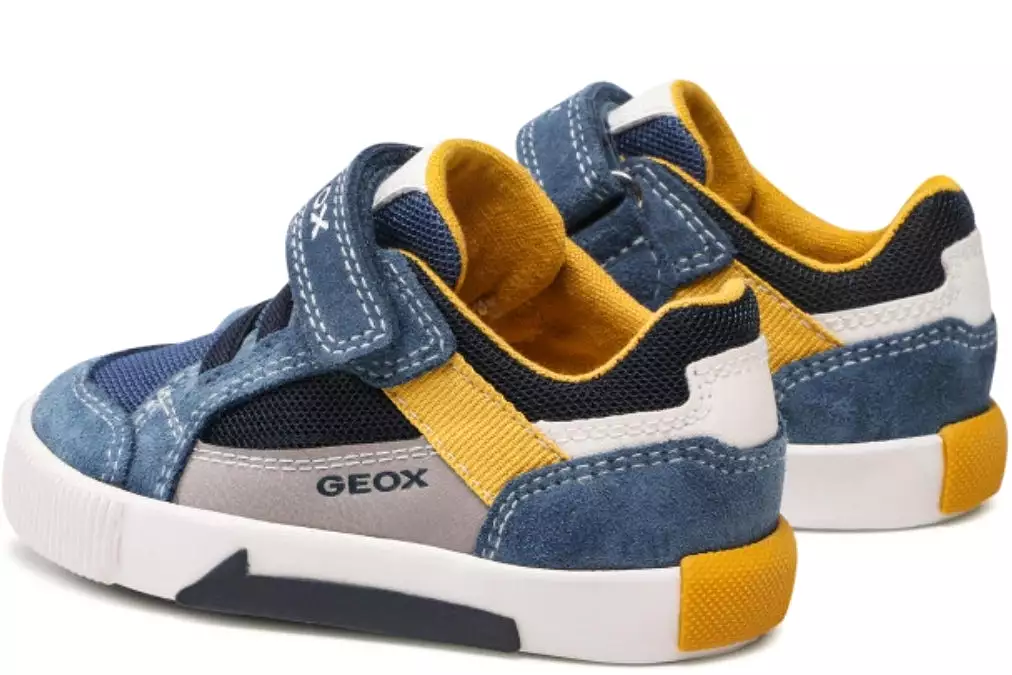 Geox Grey Yellow Baby Boys Velcro Sneakers