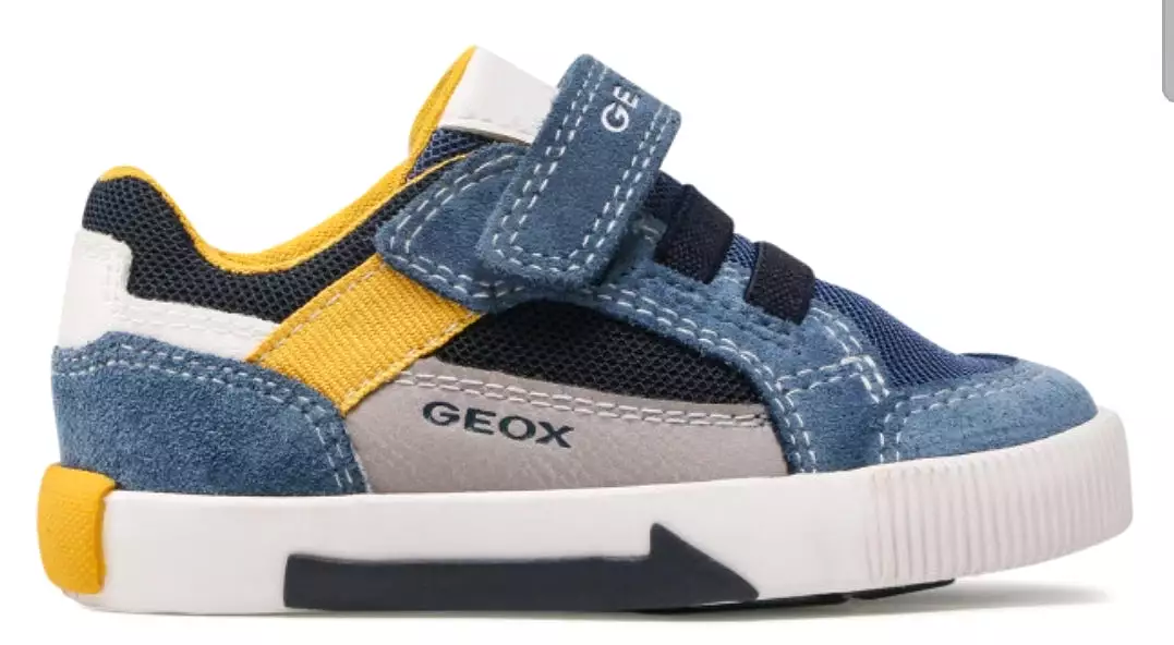 Geox Grey Yellow Baby Boys Velcro Sneakers