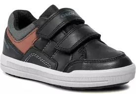 Geox J Arzach Black Rust Velcro Sneakers