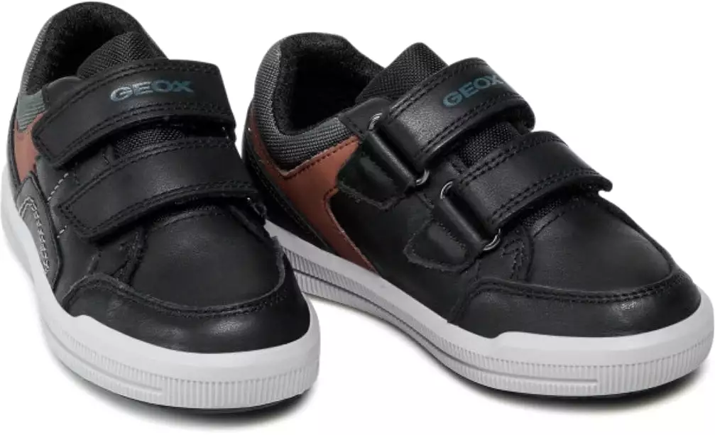 Geox J Arzach Black Rust Velcro Sneakers