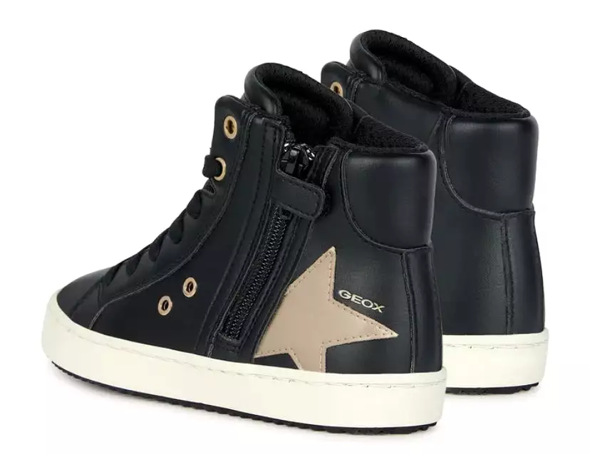 Geox Kalispera Black Platinum Star Hightop Sneakers