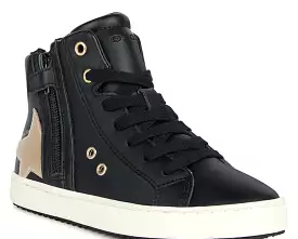 Geox Kalispera Black Platinum Star Hightop Sneakers