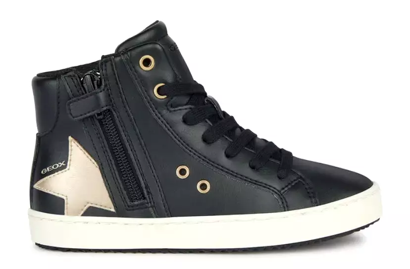 Geox Kalispera Black Platinum Star Hightop Sneakers