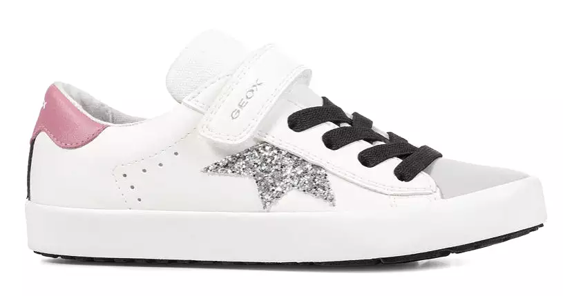 Geox Kilwi Glitter Star Velcro White Fuchsia Sneakers