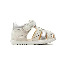 Geox Toddler's Maccia White/Leather Silver (Sizes 21-25)