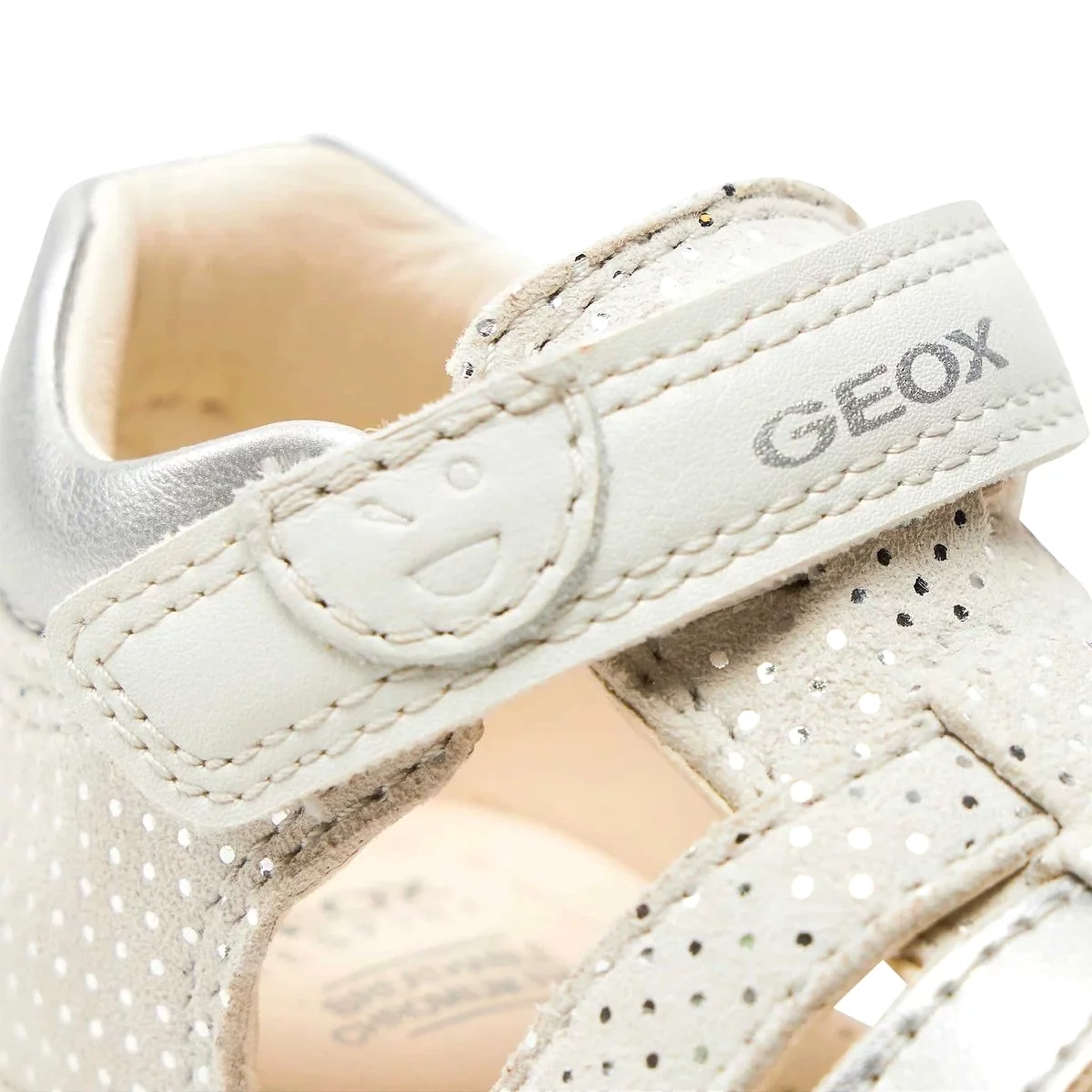 Geox Toddler's Maccia White/Leather Silver (Sizes 21-25)