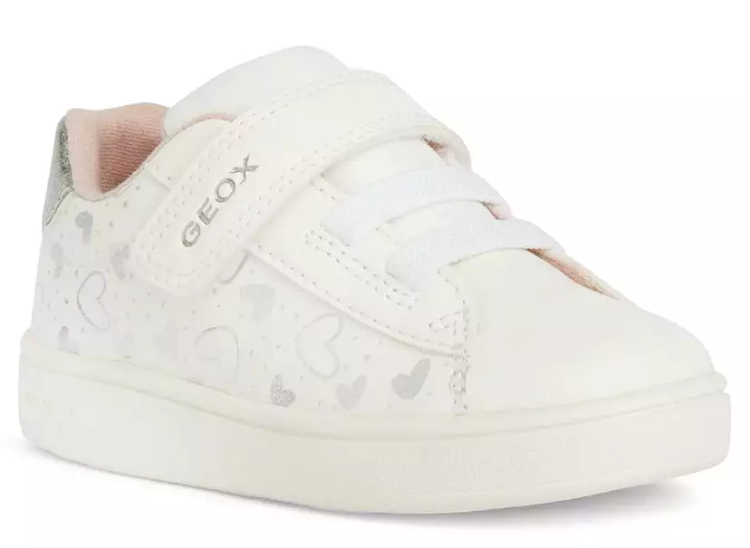 Geox White Silver Design Eclyper Velcro Sneakers