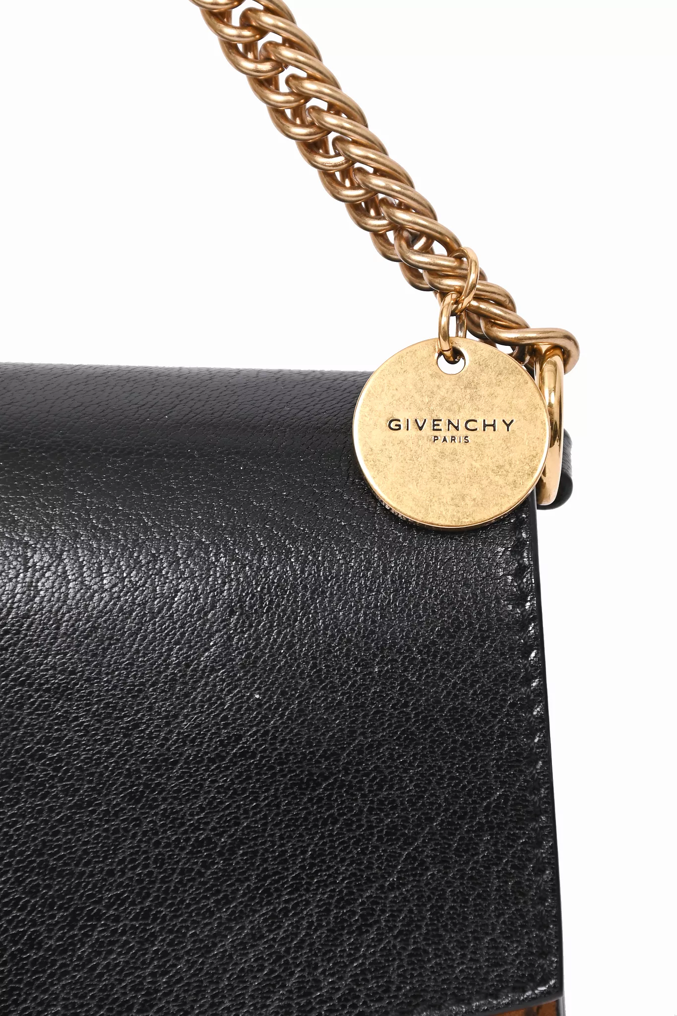 Givenchy Black Leather/Leopard 'GV3' Crossbody