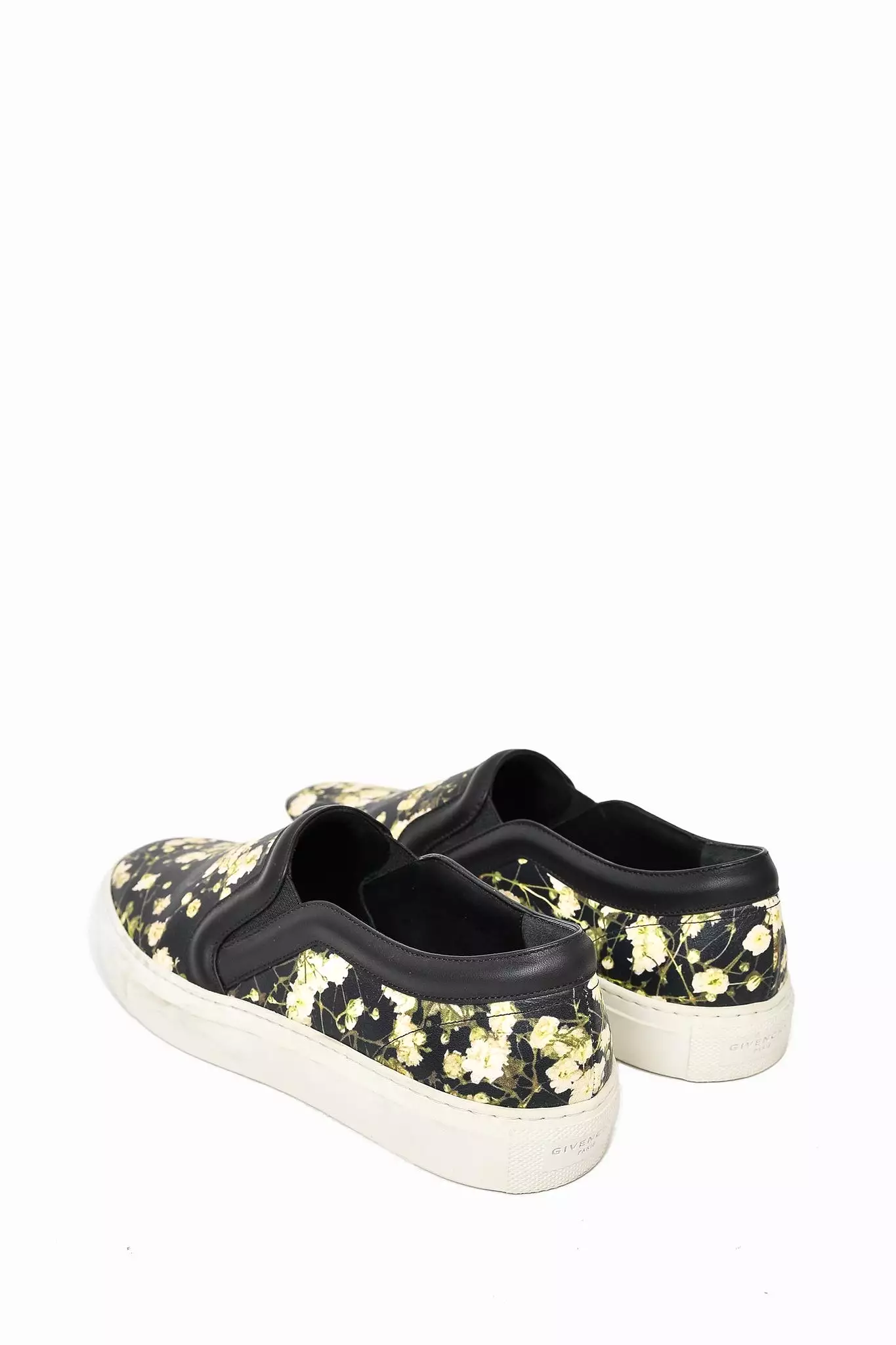 Givenchy Black/Cream Baby's Breath Printed Leather Slip on Sneakers sz 36