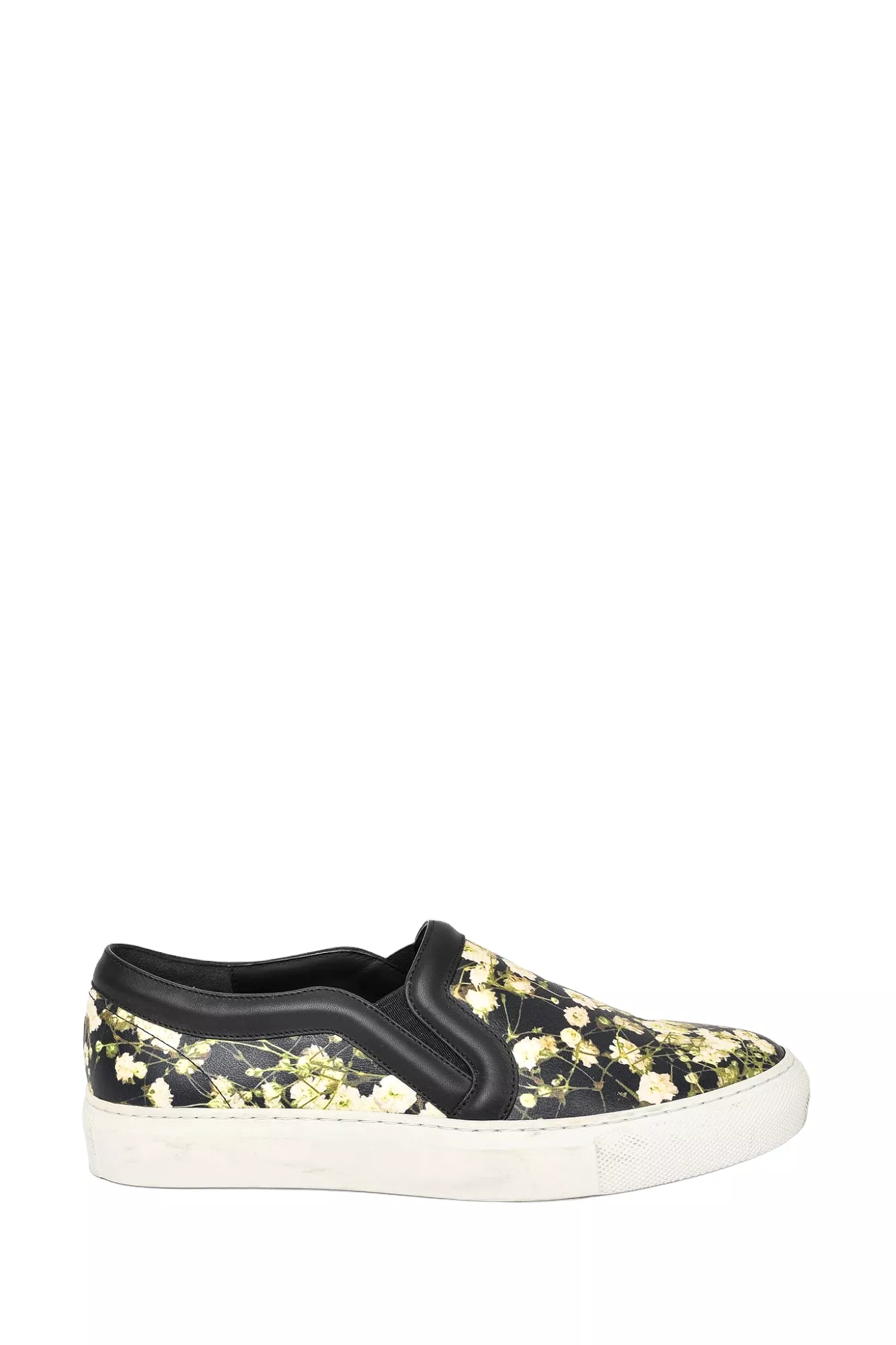 Givenchy Black/Cream Baby's Breath Printed Leather Slip on Sneakers sz 36