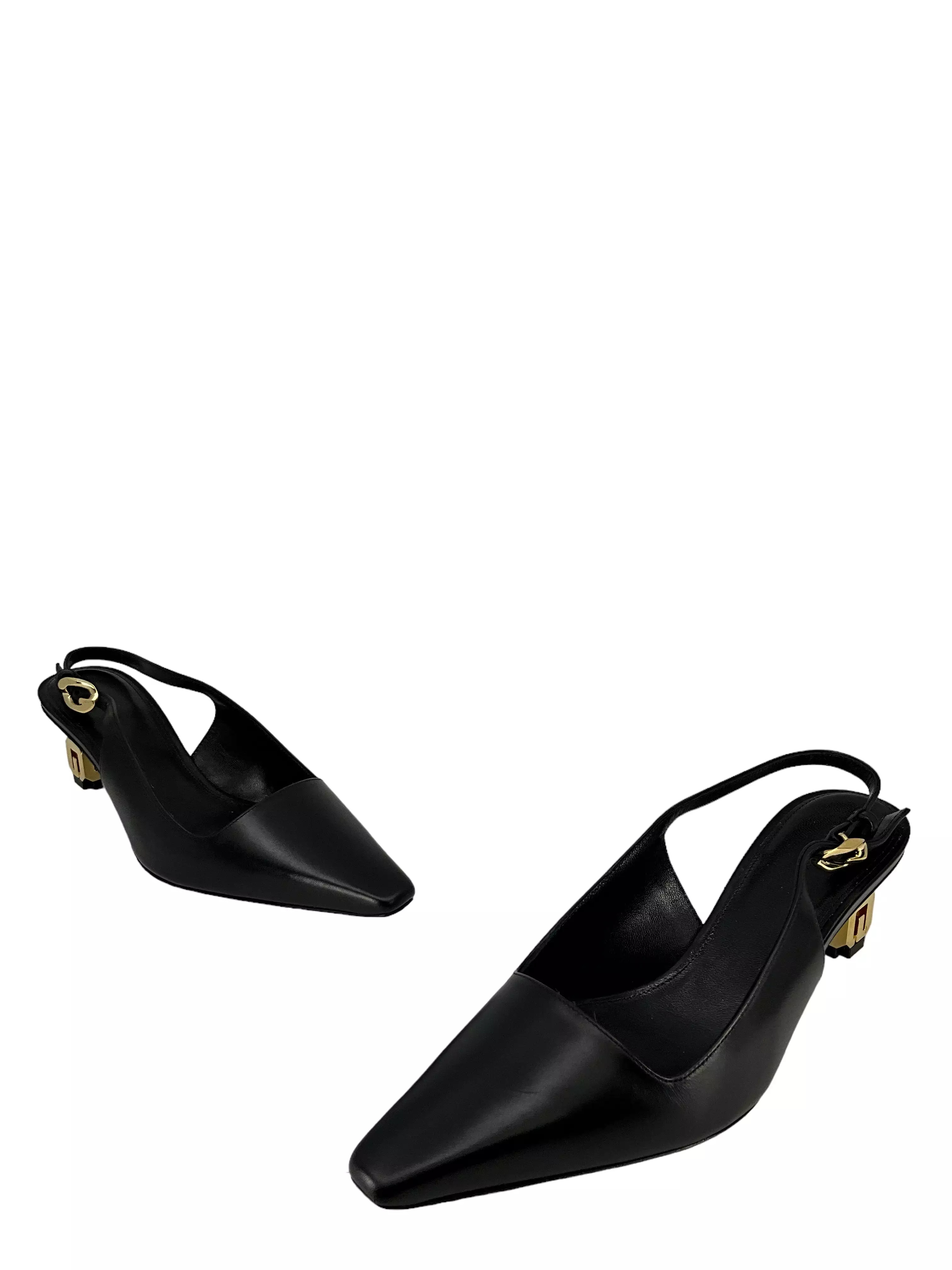 Givenchy G Cube Slingback Pumps in Black Leather Size 6