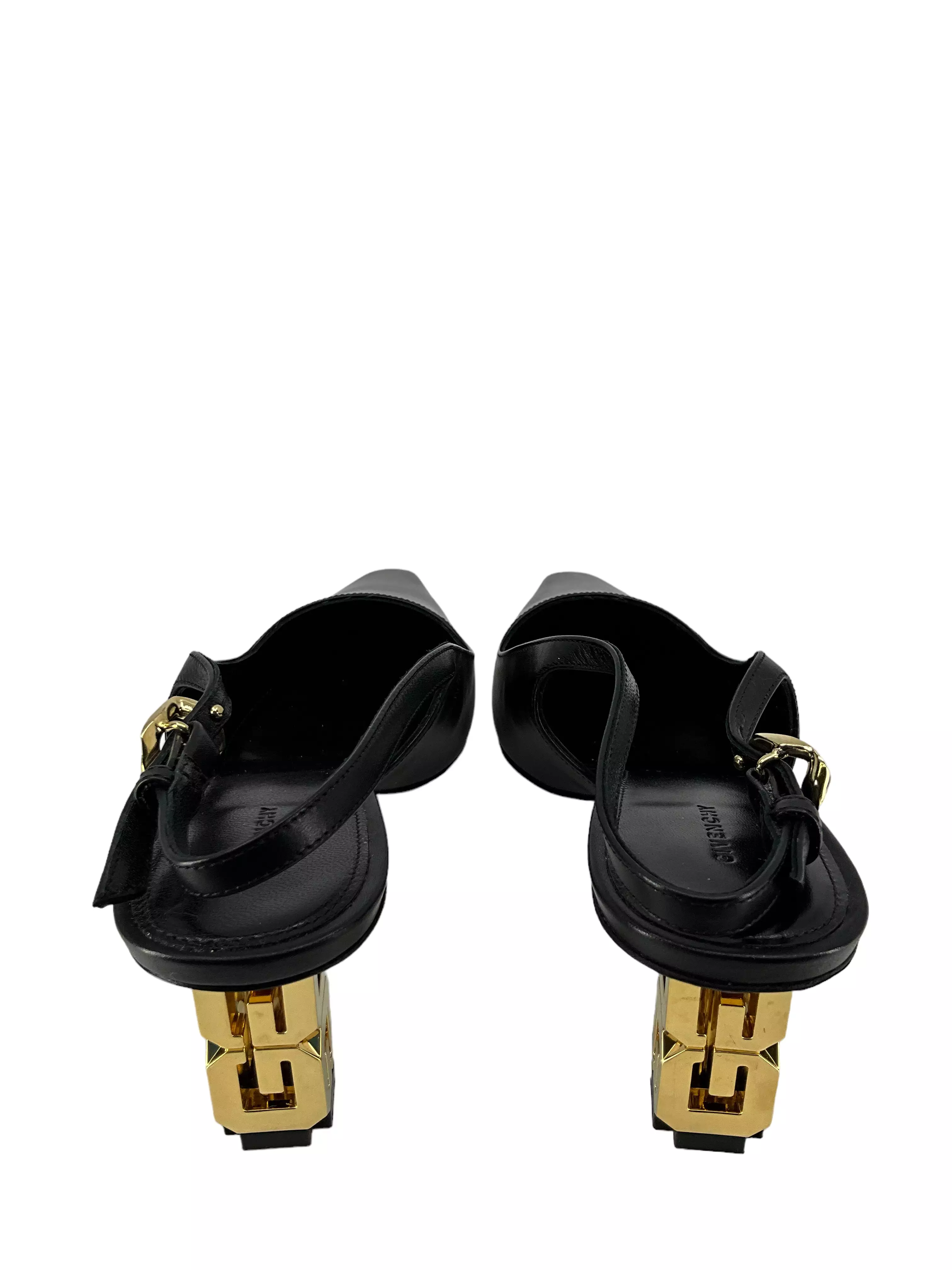 Givenchy G Cube Slingback Pumps in Black Leather Size 6