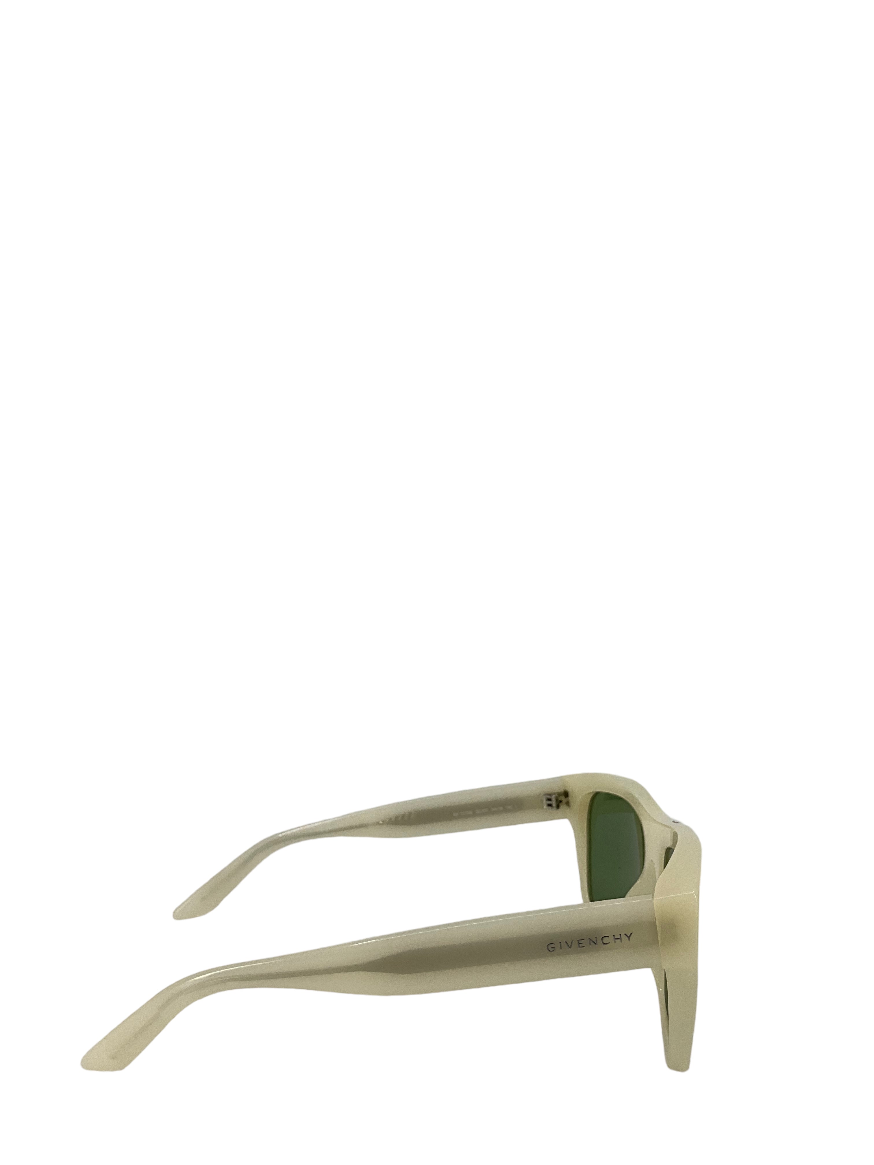 Givenchy Square White Sunglasses With Green Lenses