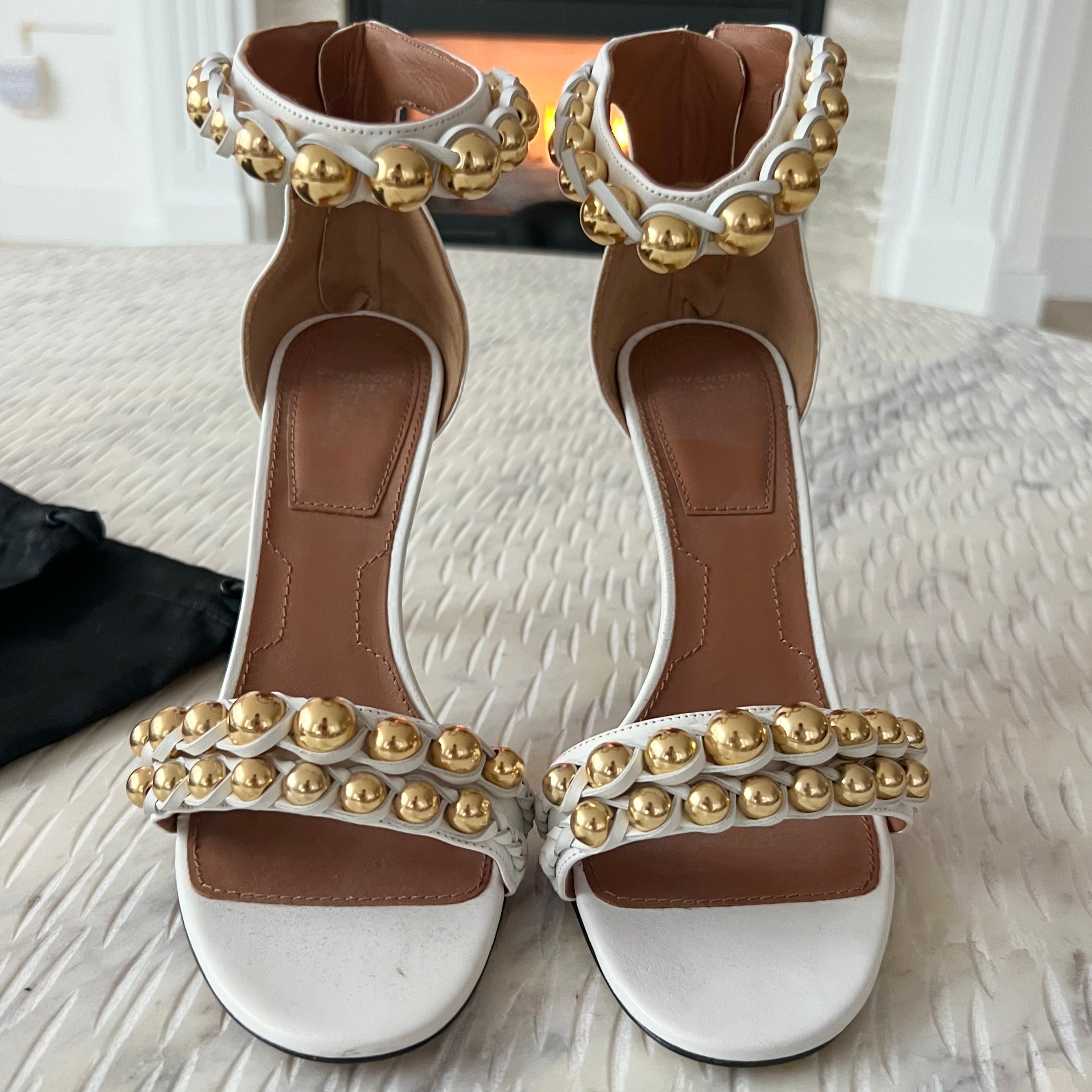 Givenchy White Gold Studded Heels