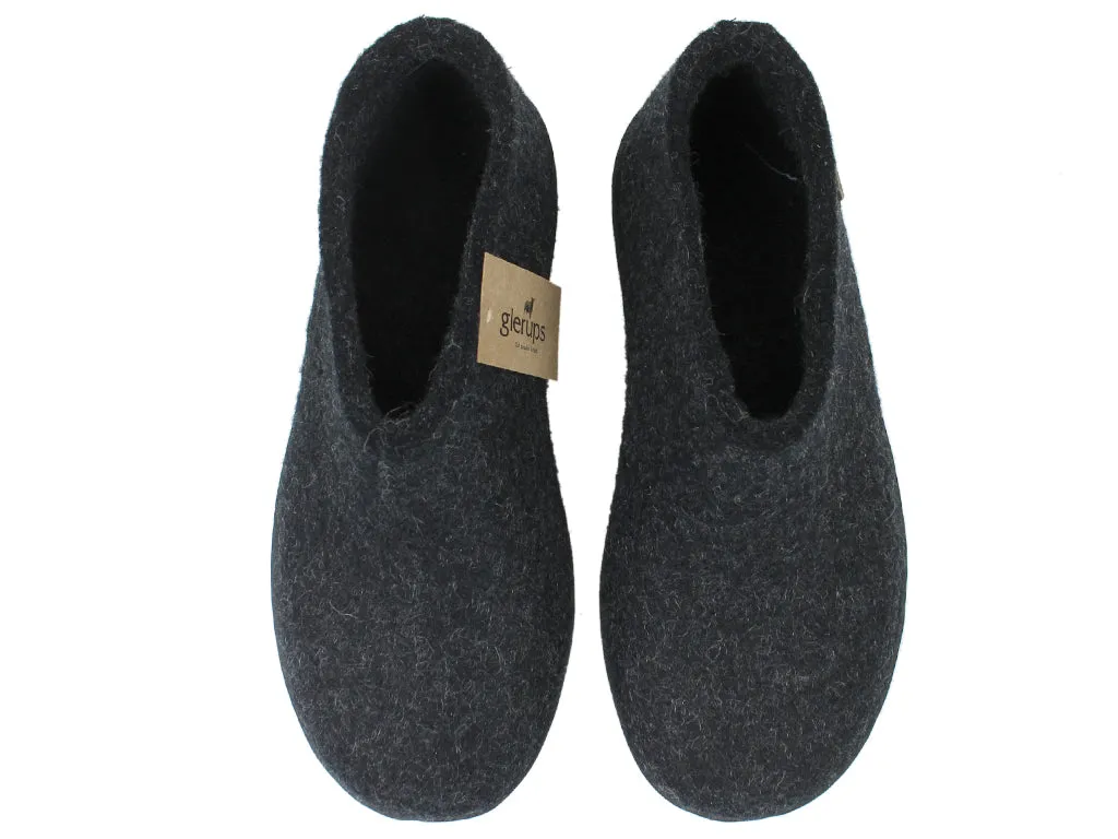 Glerups Closed Slippers Charcoal Rubber sole