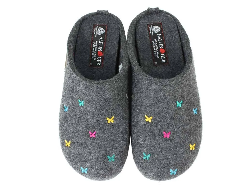 Haflinger Slippers Everest Butterflies Anthracite