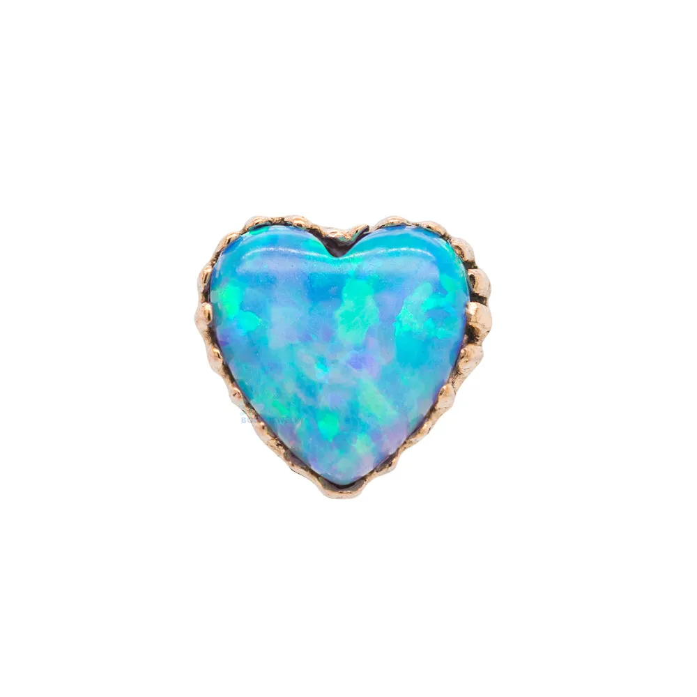 Heart Opal Threaded End in Gold