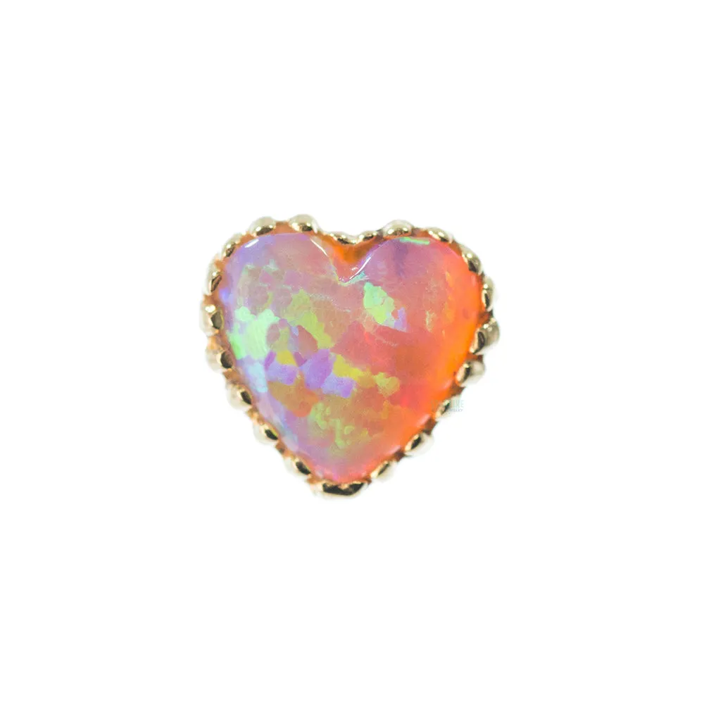 Heart Opal Threaded End in Gold