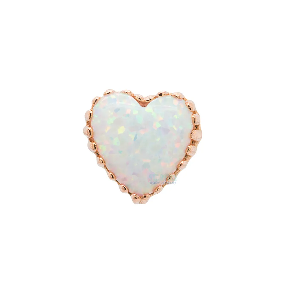 Heart Opal Threaded End in Gold