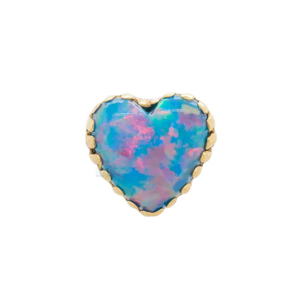 Heart Opal Threaded End in Gold