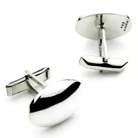 IRON CLAY Large domed oval silver cufflink