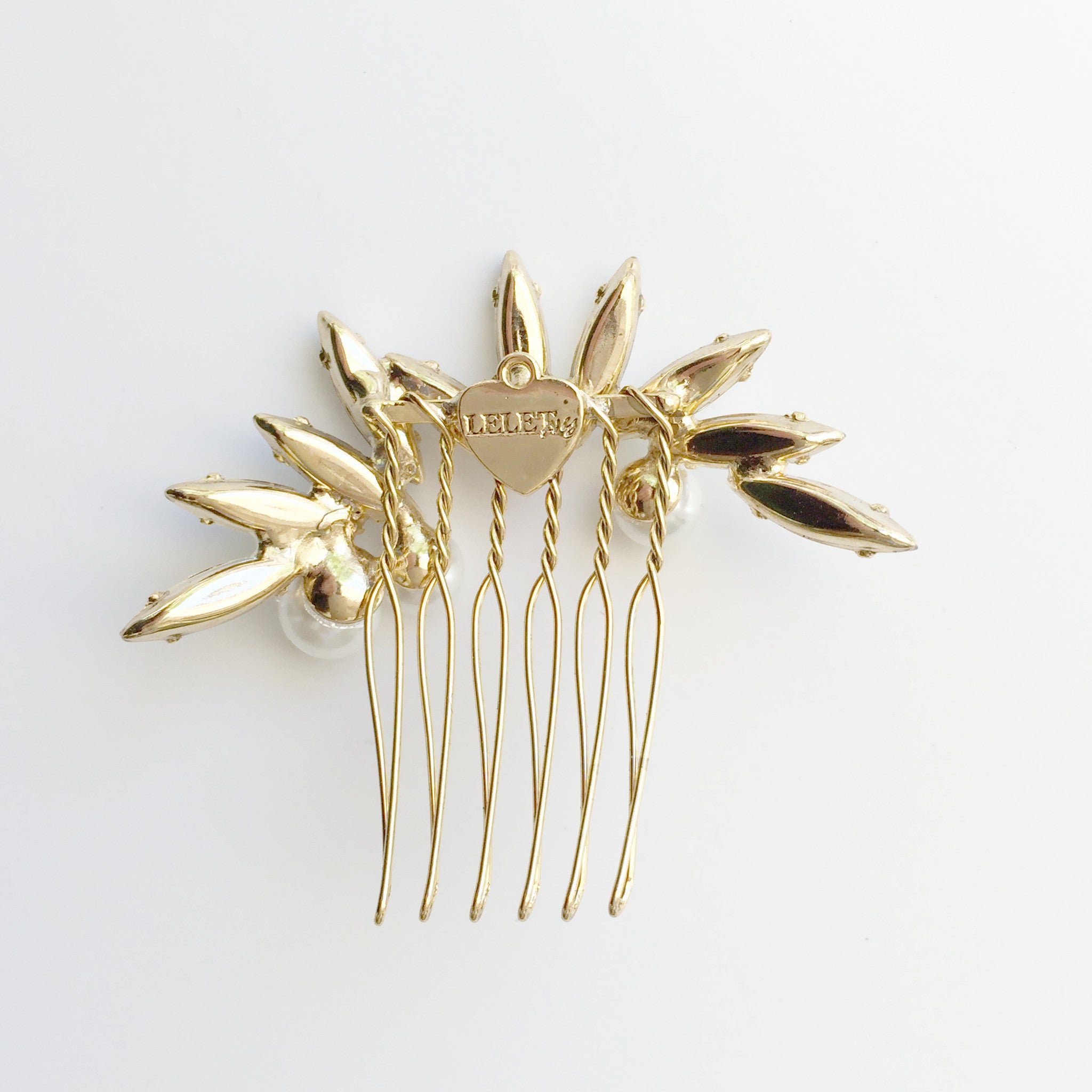 Ivy Pearl Comb, Antique Gold