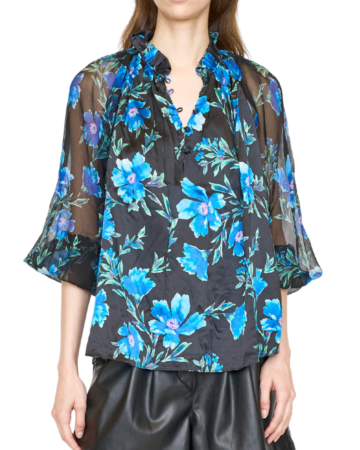 Karla Blouse (Sapphire Poinsettia)