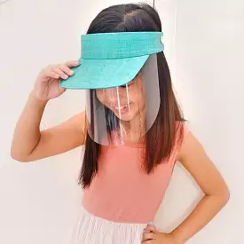 Kids Raffia Visor + Face Shield (Turquoise Blue)