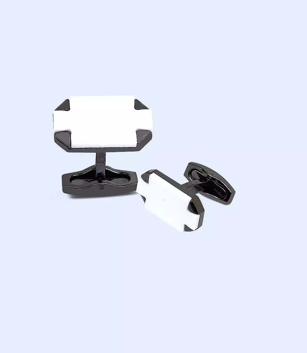 MA1479-WHITE-Men Cufflinks