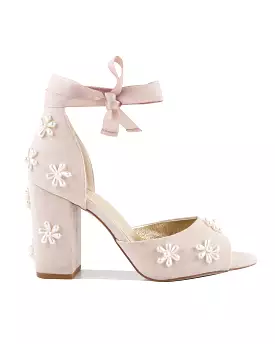 MELODY - PALE PINK PEARL FLOWER BRIDAL SHOES