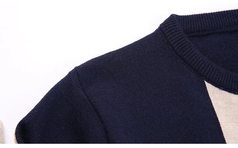 Men's Winter Standard Wool O-Neck Flat Knitted Long Sleeve Pullover