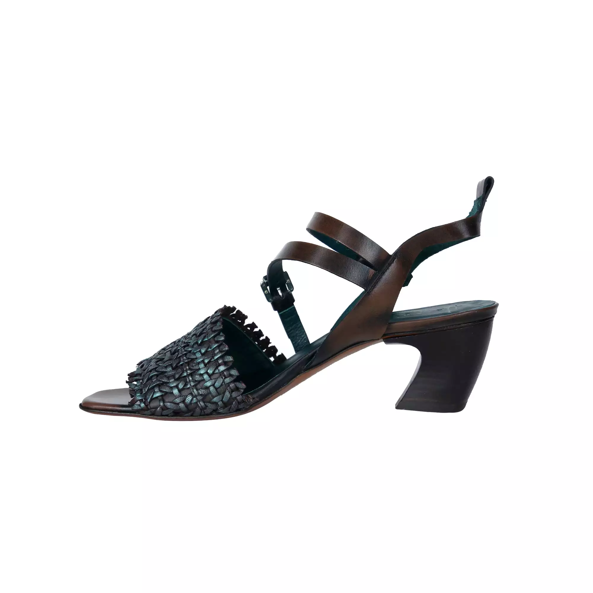 Mid-Heel Sandal Intreccio Maltinto Turquoise