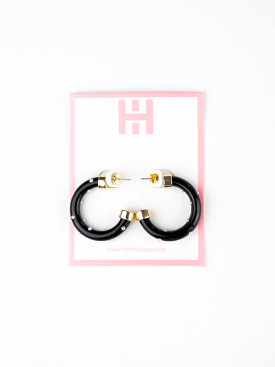 Mini Black Pearl Hoops