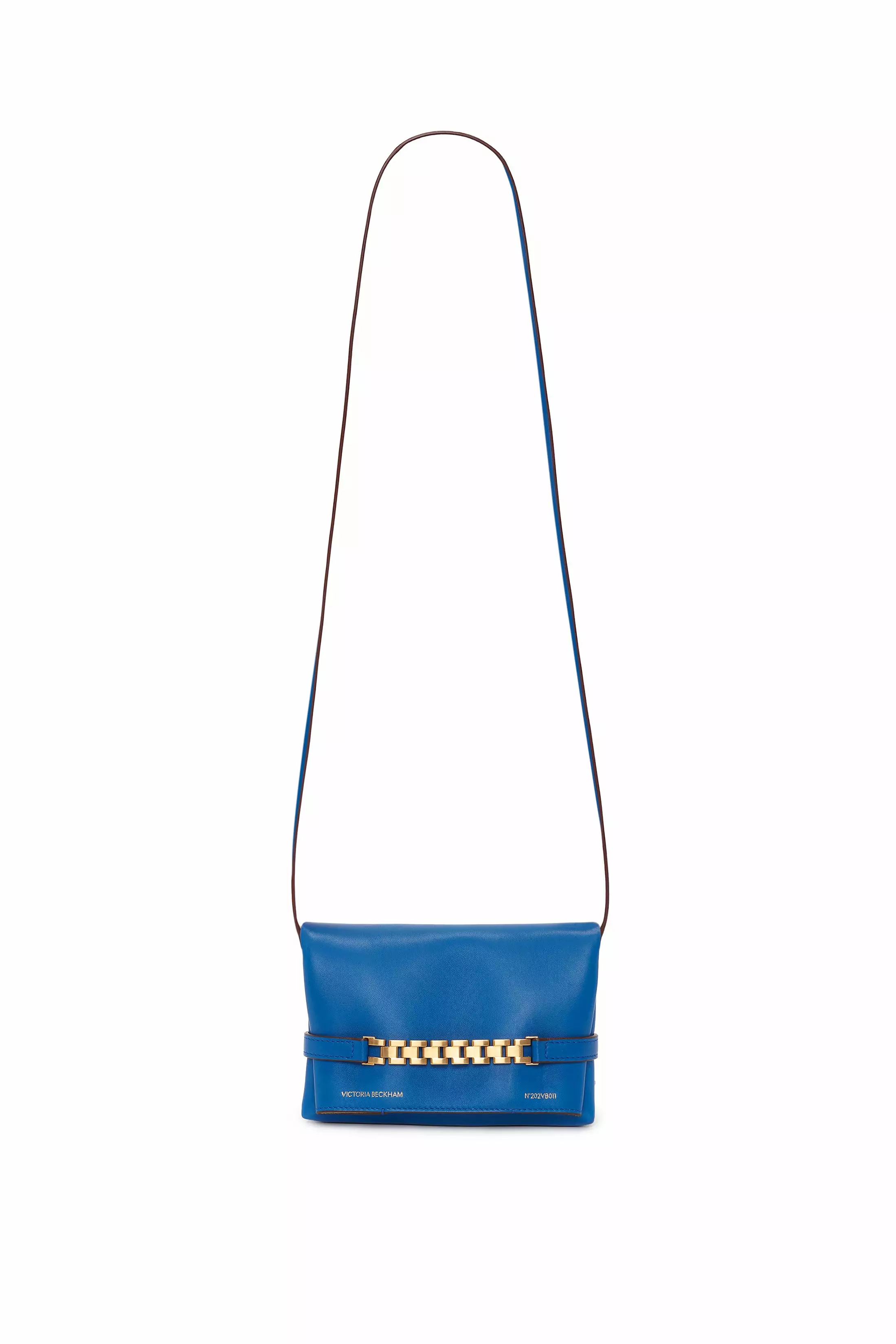 Mini Chain Pouch With Long Strap In Sapphire Blue