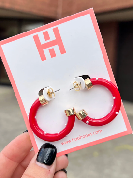 Mini Red Pearl Hoops