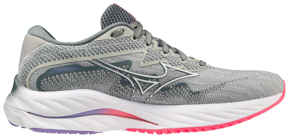 Mizuno Wave Rider 27 (D Width) - Pearl Blue/White/High-Vis Pink (Womens)