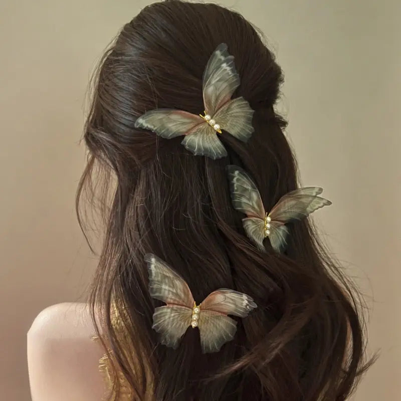 Pearl Mesh Butterfly Hair Clip