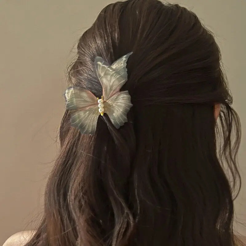 Pearl Mesh Butterfly Hair Clip