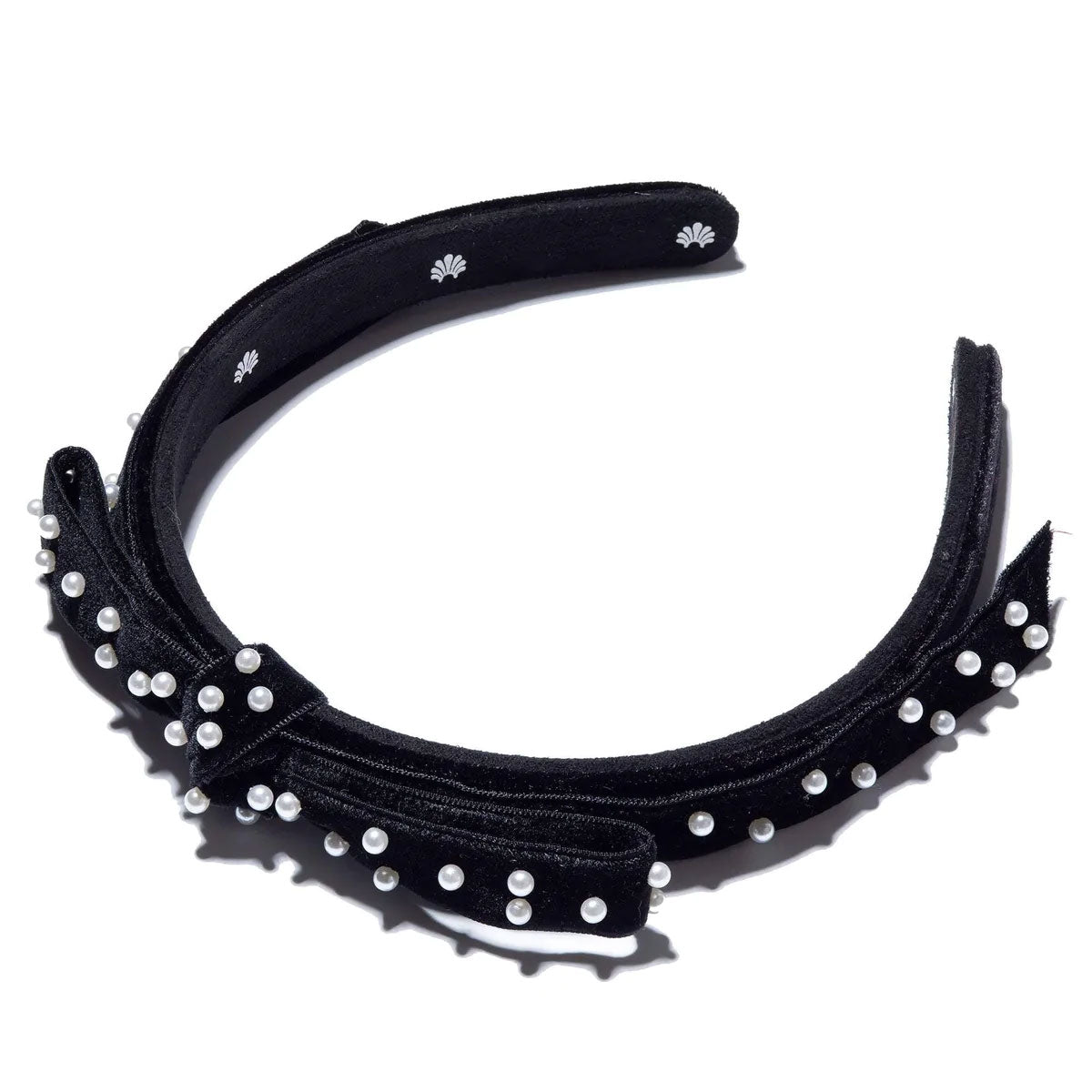 Pearl Ribbon Slim Headband, Jet