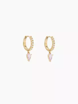 Pink Sapphire Diamond Water Drop Goddess Hoops