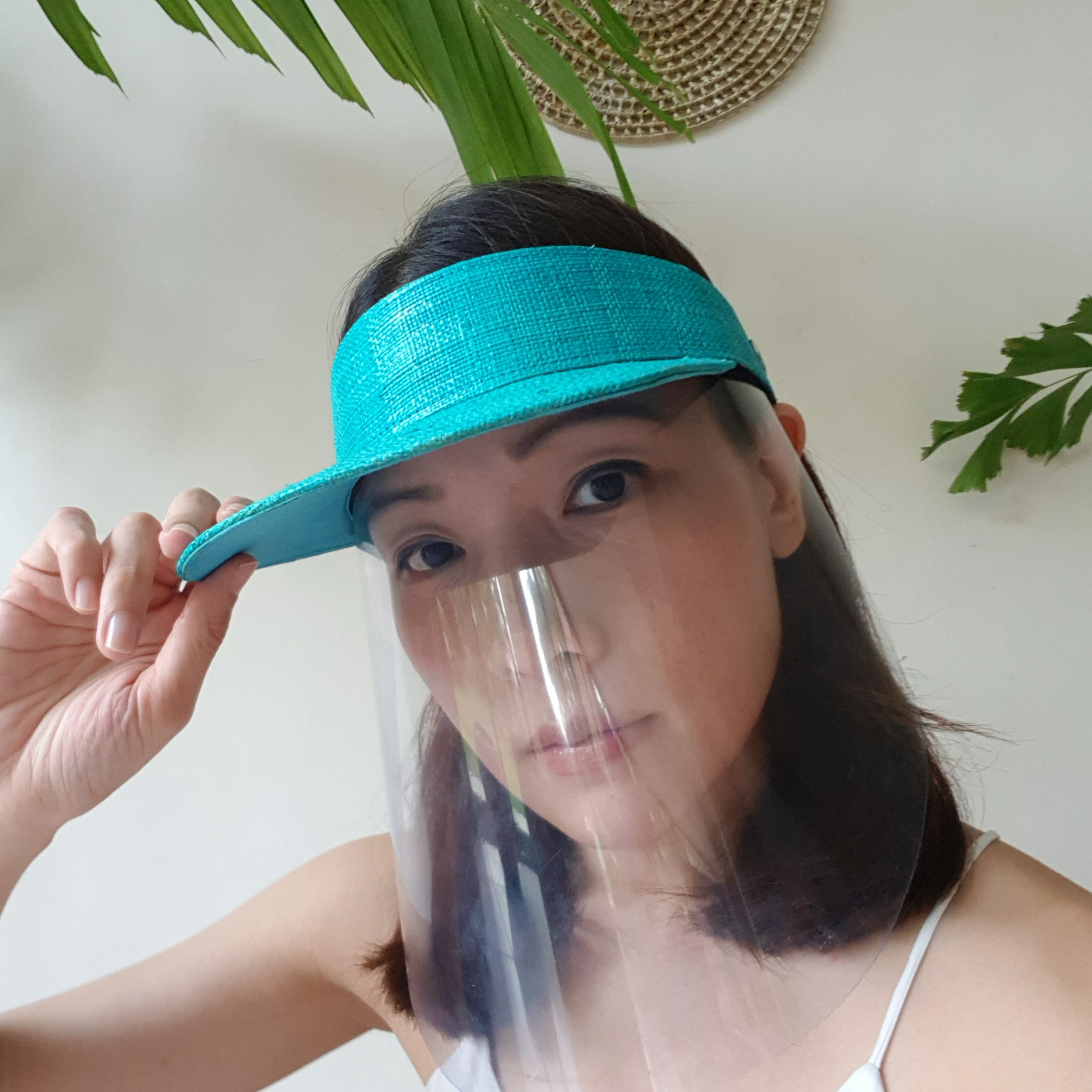 Raffia Visor + Face Shield (Turquoise)