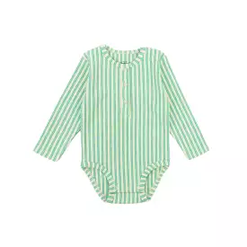 Rib LS Bodysuit, Turquoise Stripe