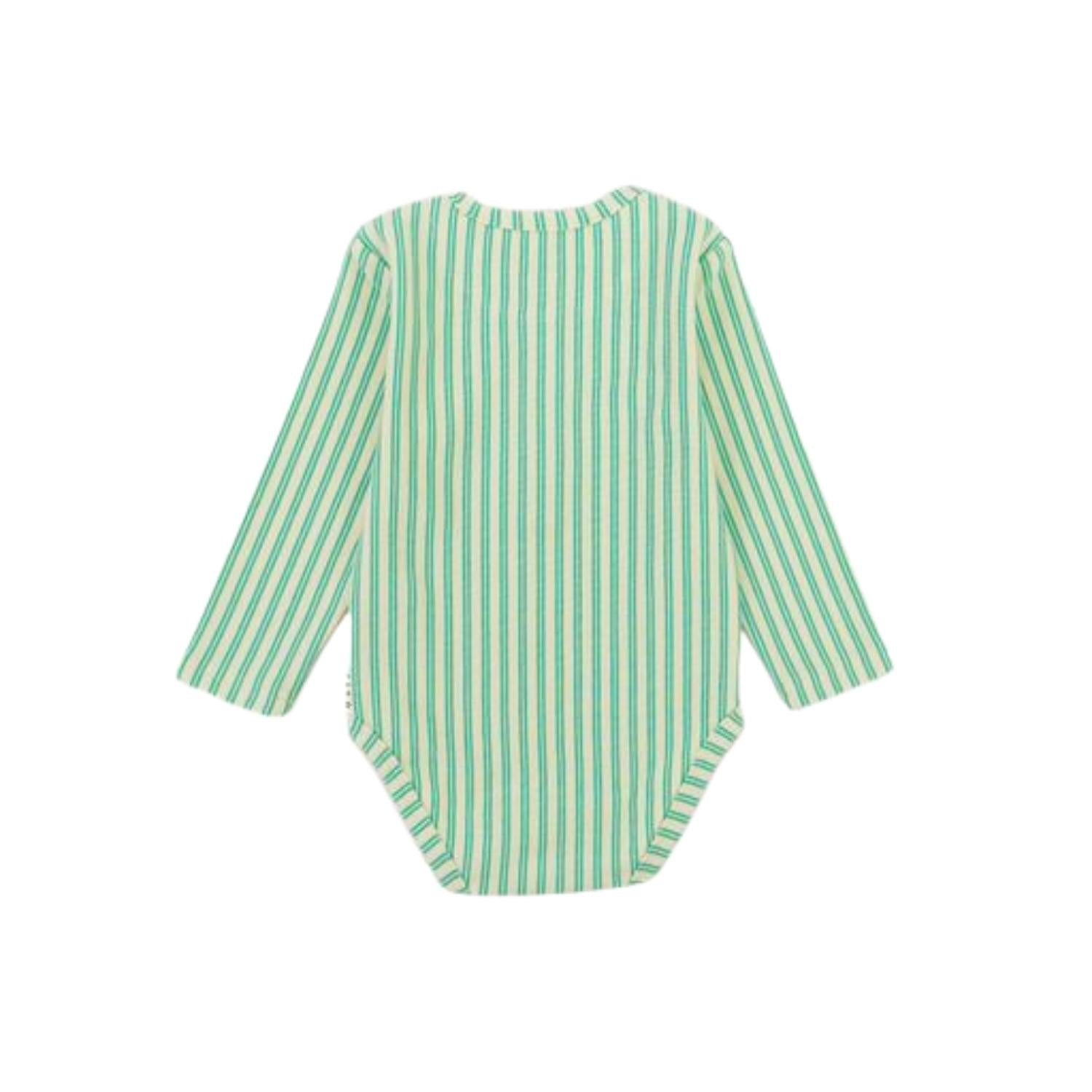 Rib LS Bodysuit, Turquoise Stripe