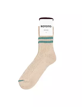 Rototo Two Stripe Light White Sand / Turquoise